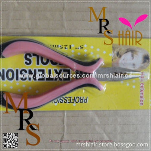 Extensions plier hair accessories, pink stainless steel bent flat plier for micro ring loop hair